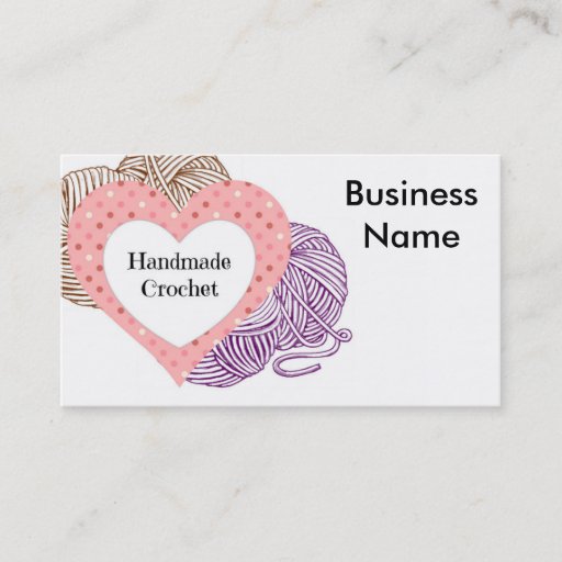 Customizable Crochet biz Card with yarns and Heart Shaped logo Business Cards