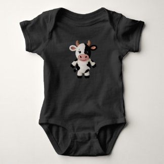 Crochet Black and White Cow Baby Bodysuit