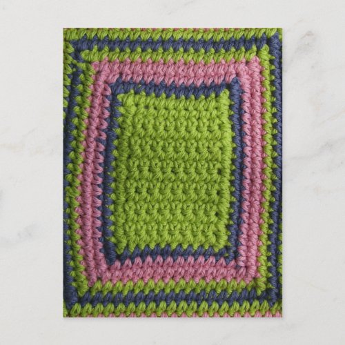 Crochet Blue Green Pink Postcard