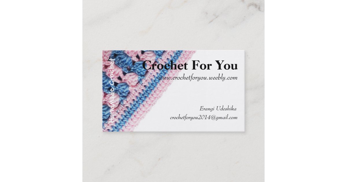 Crochet business card with Real crochet texture