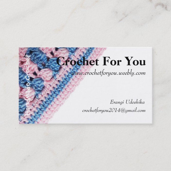 Crochet business card with Real crochet texture