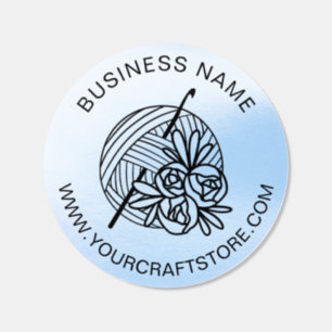 Crochet Business Custom Name Floral Website Classic Round Sticker