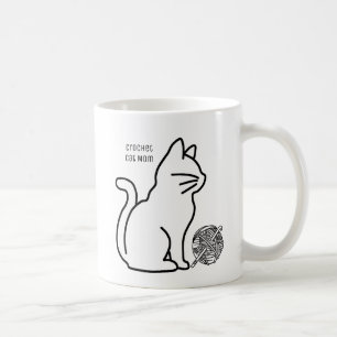 Crochet Cat Mom Line Art Coffee Mug