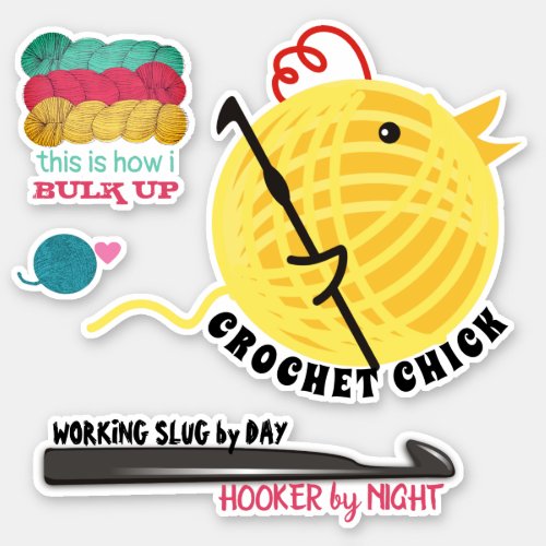 Crochet chick crochet hooks yarn personalized sticker