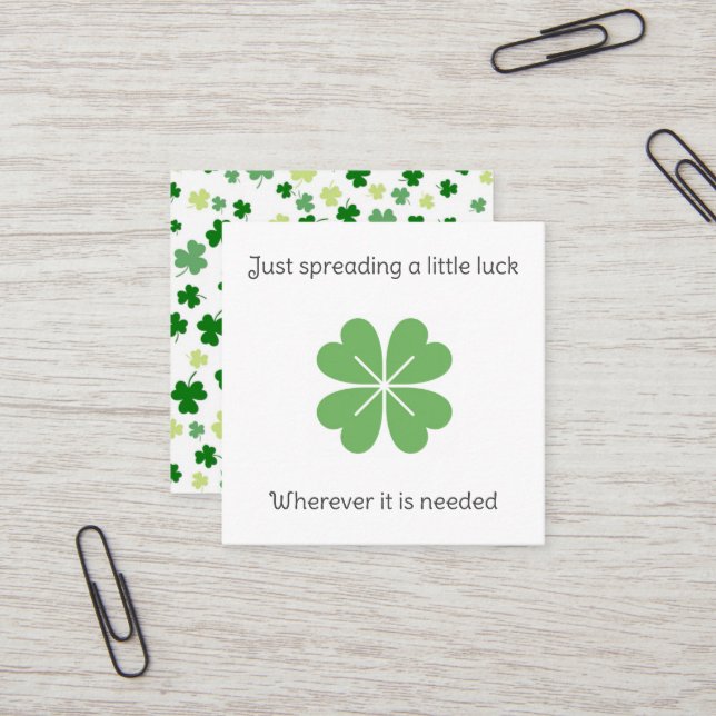 Crochet Clover Trinket Spreading Luck Karma Cards  (Front/Back In Situ)
