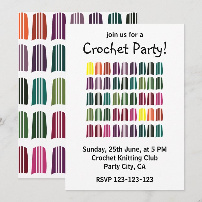 Crochet Colorful Knitting Yarn Crochet Party Invitation (Front/Back)