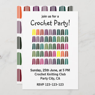 Crochet Colorful Knitting Yarn Crochet Party Invitation
