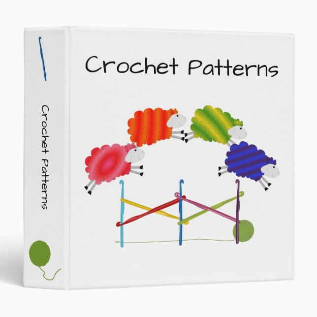 Crochet Colorful Sheep Binder (Front/Spine)