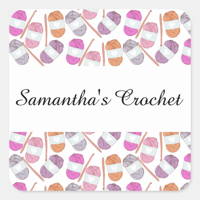 Crochet Craft Yarn Square Sticker (Front)