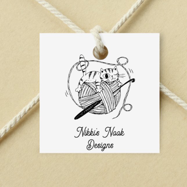 Crochet Crafter Cute Cat Logo Customized Rubber Stamp (Creator Uploaded)