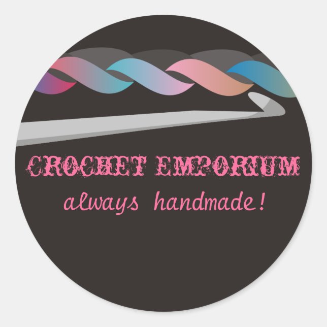 crochet crafting fashion toys gift package labe... classic round sticker (Front)