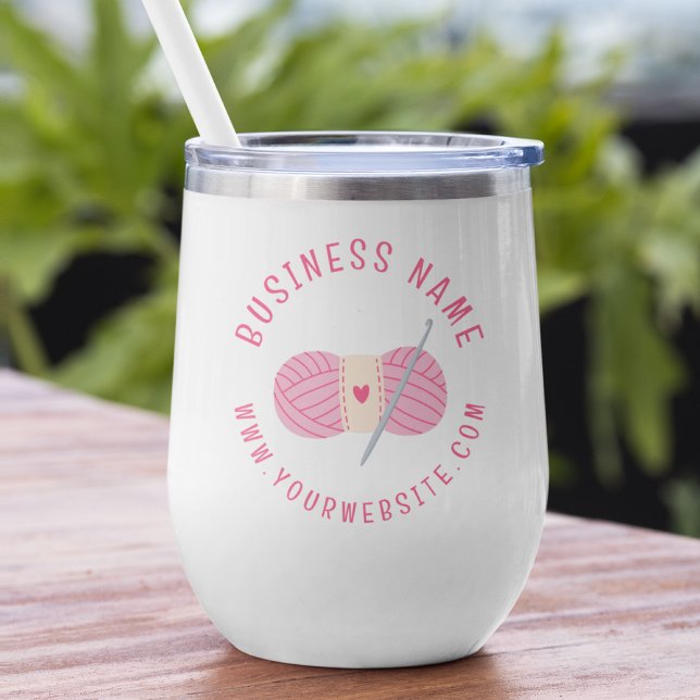 Crochet Crocheting Website Custom Business Name Thermal Wine Tumbler (Creator Uploaded)