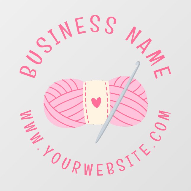 Crochet Crocheting Website Custom Business Name Wall Decal (Front)