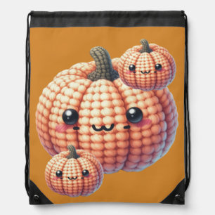 Crochet Cute Pumpkin Drawstring Bag