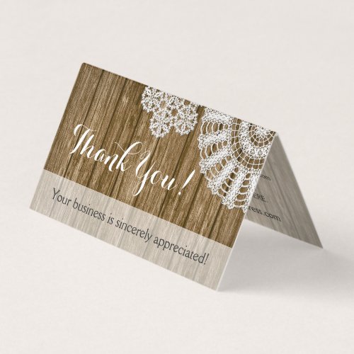 Crochet Doilies Rustic Wood Country Thank You Card