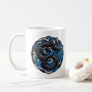 Crochet Dragon Tangled In Blue Yarn Gift Coffee Mug