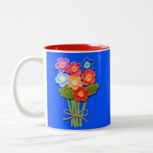 Crochet Flower Bouquet, Crochet Lover, Two-Tone Coffee Mug