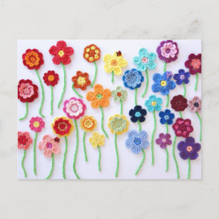 Crochet Flower Field Postcard
