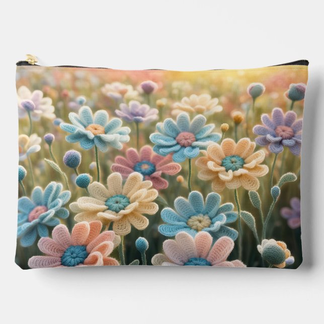 Crochet flowers accessory pouch (Front)
