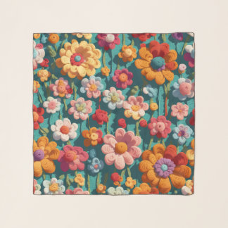 Crochet flowers scarf
