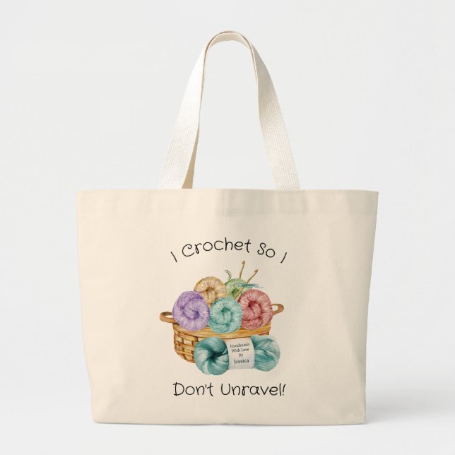 Crochet Funny Personalized Large Tote Bag (Front)