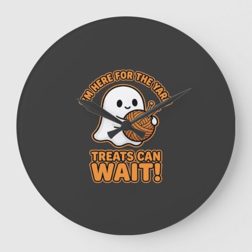 Crochet Ghost Yarn Halloween Design Large Clock