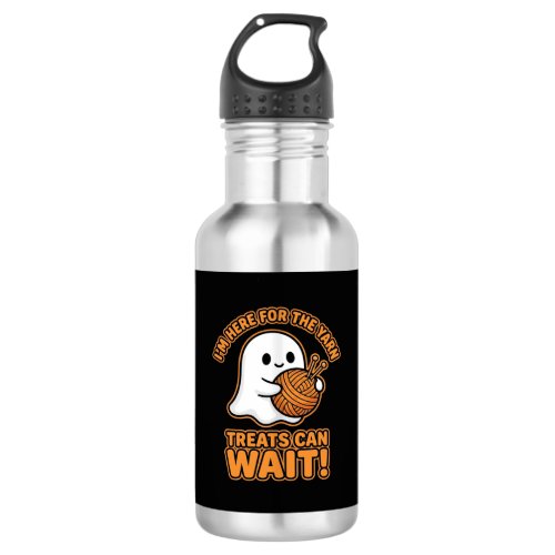 Crochet Ghost Yarn Halloween Design Stainless Steel Water Bottle