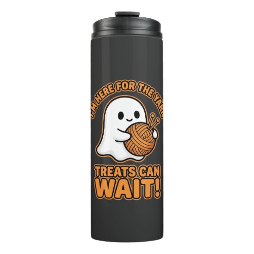 Crochet Ghost Yarn Halloween Design Thermal Tumbler