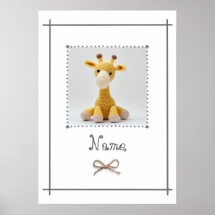 Crochet Giraffe Baby Nursery Minimalist Wall Art