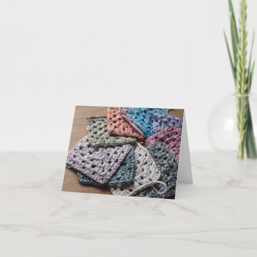 Crochet granny square craft card