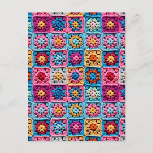 Crochet Granny Square Craft Postcard