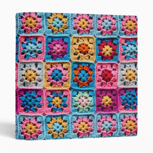 Crochet Granny Square Pattern Effect 3 Ring Binder