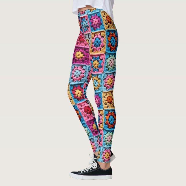 Crochet Granny Square Pattern Effect Leggings (Left)