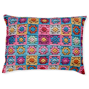 Crochet Granny Square Printed Pet Bed
