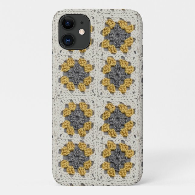 Crochet granny square yellow and gray Case-Mate iPhone case (Back)