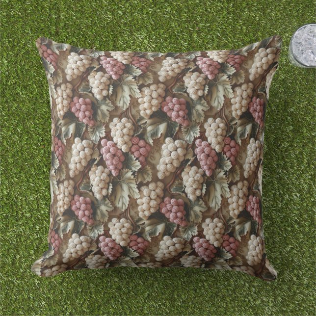 Crochet Grapes Citrus Fruit  Outdoor Pillow (Grass)