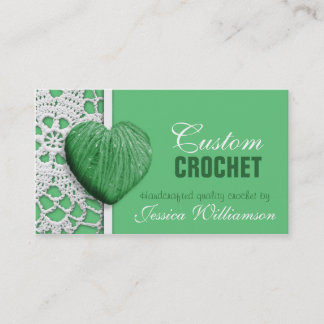 Crochet - Heart Shaped Yarn Green Business Cards