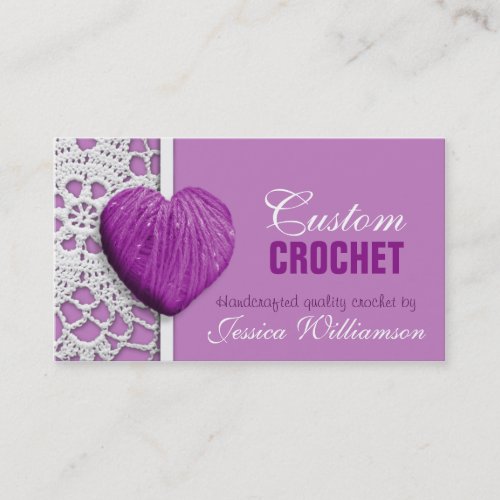 Crochet _ Heart Shaped Yarn Purple Business Cards