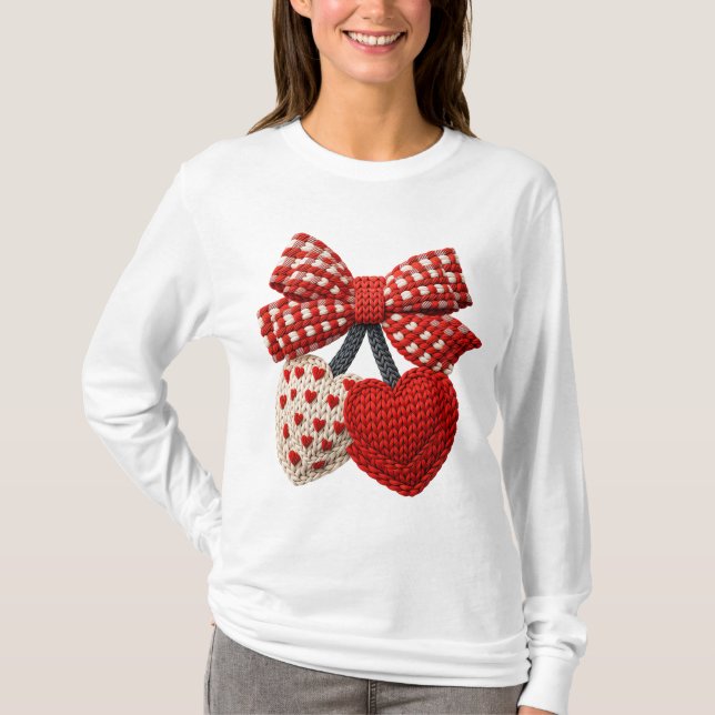 Crochet Heart Womens Tshirt (Front)