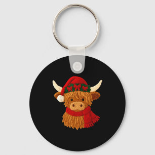 Crochet Highland Cow Christmas Winter Girly Kids T Keychain