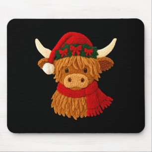 Crochet Highland Cow Christmas Winter Girly Kids T Mouse Pad
