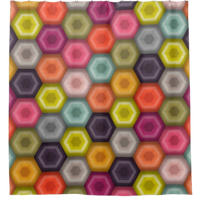 crochet honeycomb shower curtain (Front)