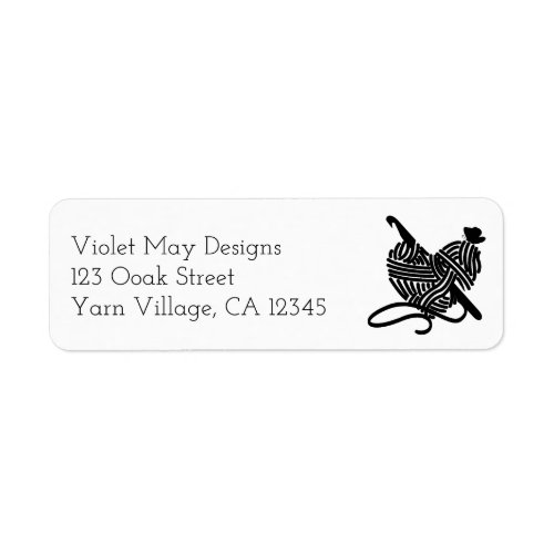 Crochet Hook and Yarn Heart Return Address Label