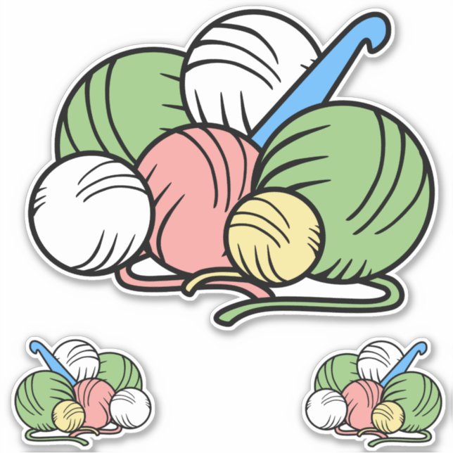 Crochet Hook and Yarn Vinyl Stickers (Front)