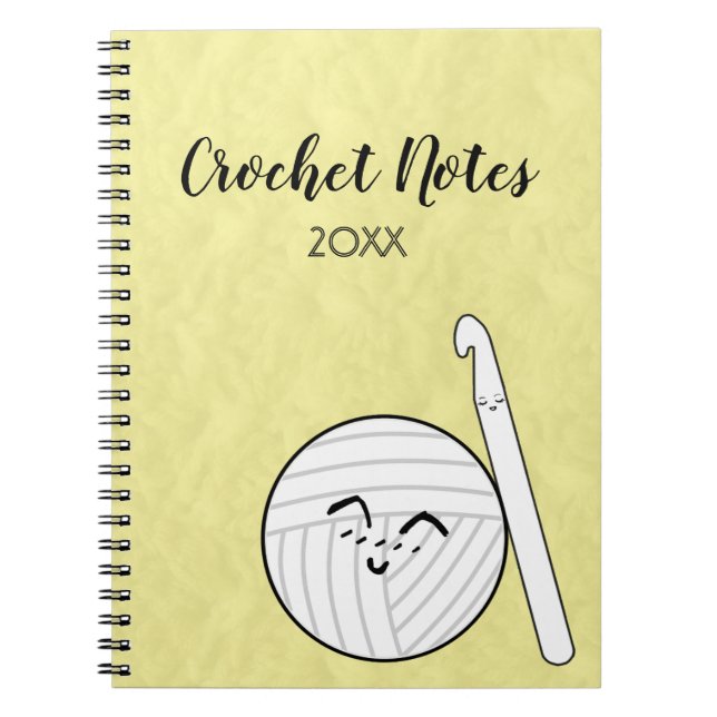 Crochet Hook & Cartoon Yarn Crafts Notebook (Front)