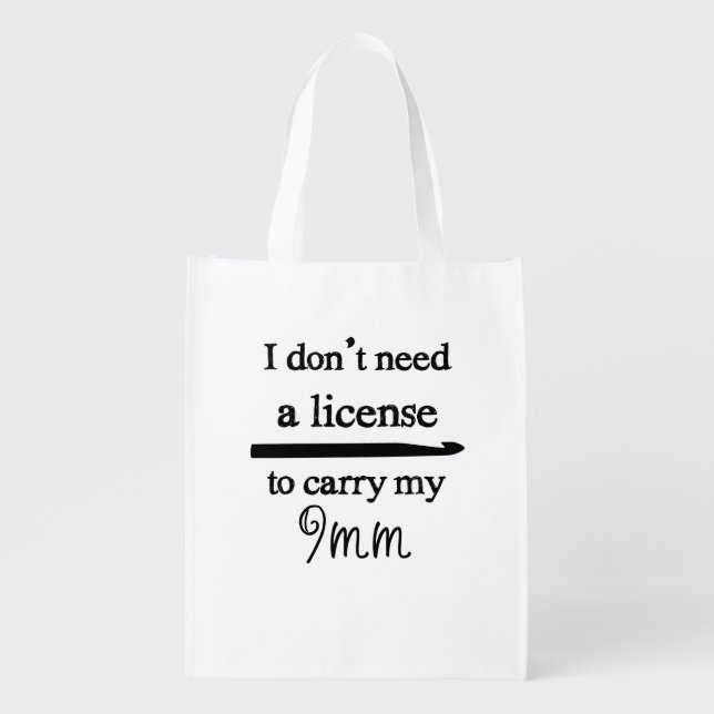 Crochet Hook License Crafts Grocery Bag (Front)