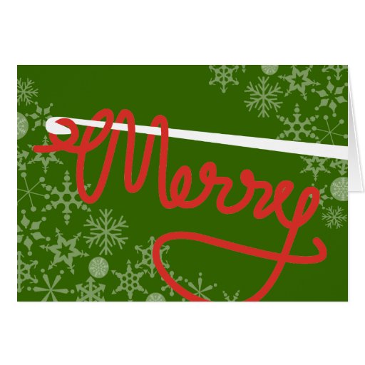 Crochet hook Merry Christmas yarn gift card | Zazzle