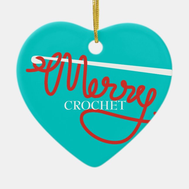Crochet hook Merry Christmas yarn tree ornament (Front)