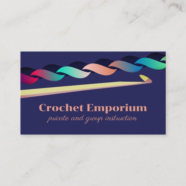 crochet hook stitches stitching yarn crafts class business card (Front)