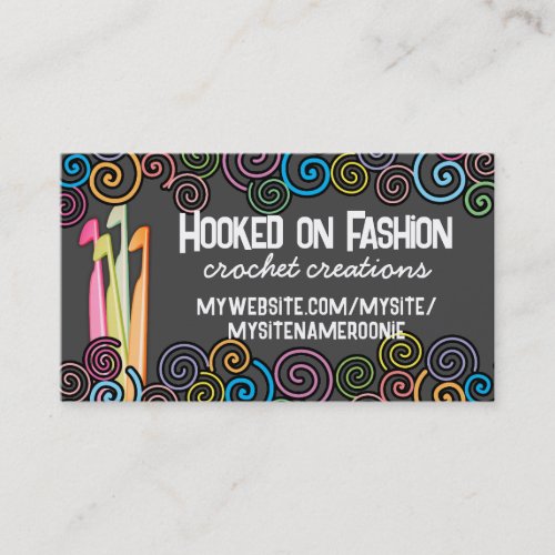 crochet hooks colorful yarn business cards